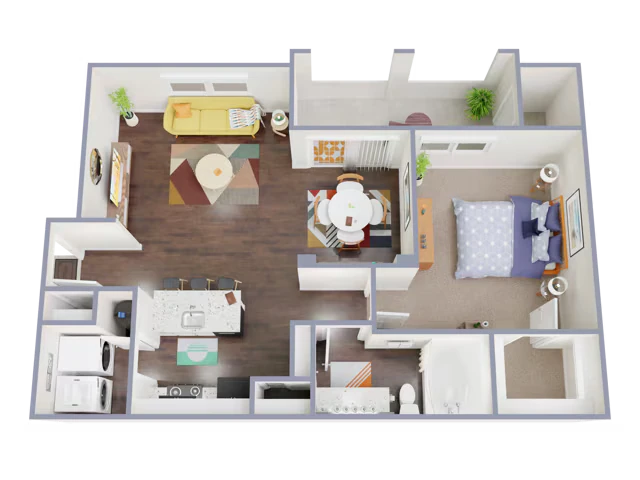1 Bed, 1 Bath B 14-1436 floor plan